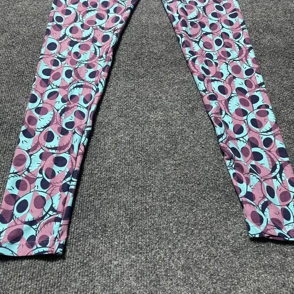 LuLaRoe Leggings Girls One Size 15-4 Purple Blue Soft Stretch Jack Skellington